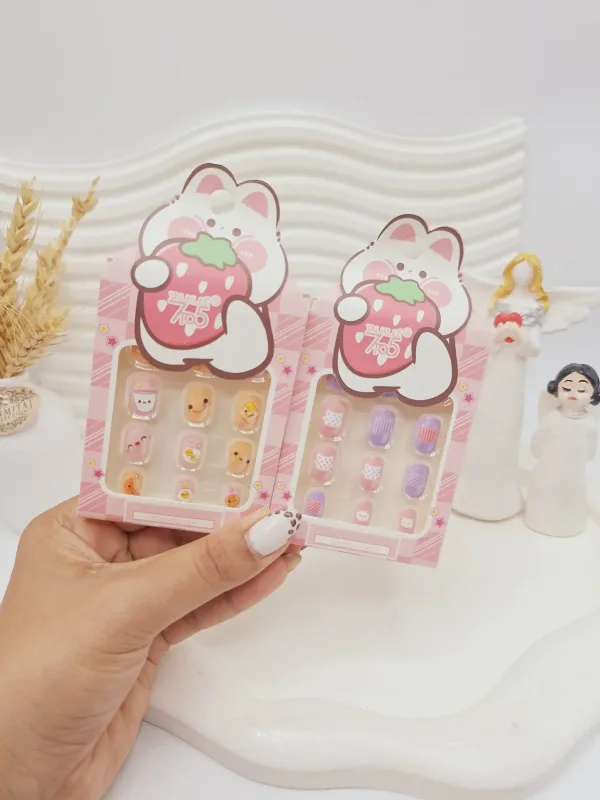 پک ناخن مصنوعی بچگانه طرح خرس توت فرنگی کد9991 ارسال رندم